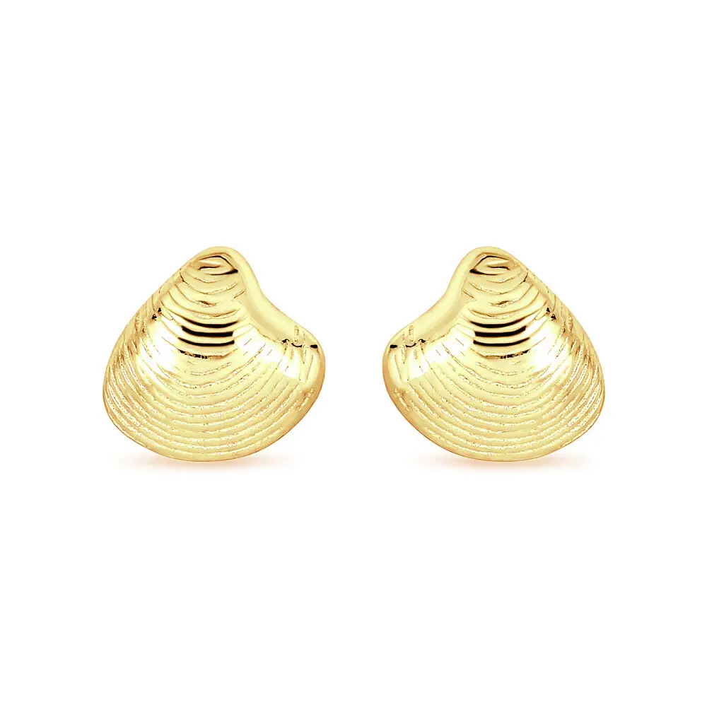 Rainbowking s925 sterling silver earrings beach calm seashell stud earrings jewelry 925 gold