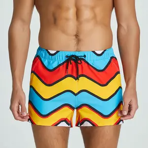 manufacture swimwear 6 colors Quickly Dry Sublimation Prints Swim Trunks Outdoor Slim Beach Shorts Boardshorts Swimwear Men 2021