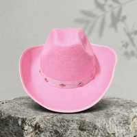 Sombrero de Vaquero Negro, Marrón y Rosa para Halloween, Fiestas de Cumpleaños, Disfraces de Adultos, Estilo Remache, Ajustable y Personalizable