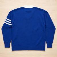 Pulls et Manteaux Tricotés Personnalisés Unisexe Hiver pour Femmes et Hommes KTY Sorority, Cardigans Bleus Ornés d'un Badge d'Association Personnalisé
