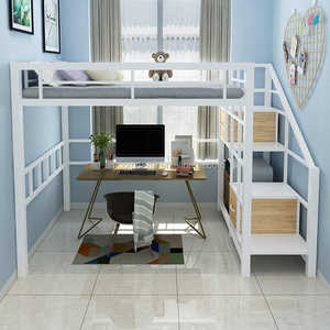 Простая Современная железная поднятая кровать для спальни с лестницей - Product Image 2