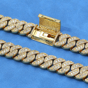 Cadena Cubana Premium de Hip Hop con Moissanita, Plata de Ley 925, Bañada en Oro de 18K, con Engaste de Bisel Personalizado, Collar de Eslabones Cubanos, Pasa Prueba de Autenticidad - Product Image 3