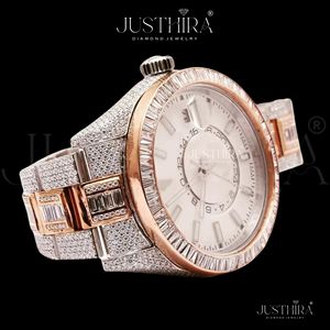 Export Quality Moissanite Diamond Quartz <b>Watch</b> Women Slim <b>Bracelet</b> Style Crystal Dial Waterproof <b>Watch</b> Available At Best Price - Product Image 3