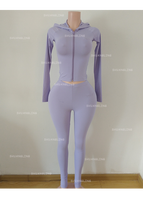 Dames Capri Set Hoge Stretch Hug Body Nylon Streetwear Hoodie Jack & Shorts Set Twee Delen Gym Workout Dames Kledingset