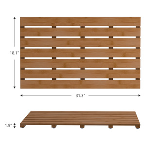 Alfombra de Baño de Bambú Rectangular Antideslizante e Impermeable, Reposapiés Color Madera de Nogal, Diseño Minimalista - Product Image 4