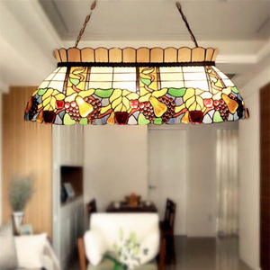 Lámpara de Techo Estilo Europeo de 42 Pulgadas con Diseño de Uvas, Vidrio Tiffany, Hecha a Mano, LED, Rectangular Mediana, para Comedor u Hotel - Product Image 1