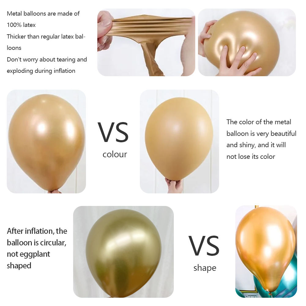 Custom Chrome Balloons Decorations Wholesale Party Balloon Decorations Set Birthday Wedding Metallic Balloon Party Supplies