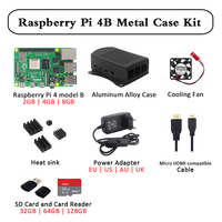 Venta caliente Raspberry Pi 4 Modelo B Kit completo 4GB 8GB Caja de metal opcional Ventilador Disipadores de calor Cable Fuente de alimentación para Rpi 4 B