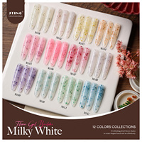 JTING Gel de base laiteux floral transparent d'été sans HEMA/TPO, 12 couleurs, gel dur pour extension d'ongles, vernis gel pour salon de manucure