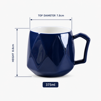 Mug à café personnalisé 375 ml, impression de logo sur mesure, glaçure à facettes diamantées, vente en gros pour hôtel, café, bureau, cadeau promotionnel