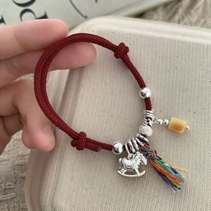 Sterling Silver Pony Amber Red <b>Rope</b> <b>Bracelet</b> For Women Everyday Wear Animal Shape Jewelry - Product Image 1