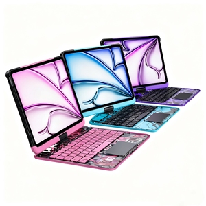 Étui pour iPad Pro 11 avec clavier (M4/M3/M2) Air 11 6e génération - 360 °   Clavier rétroéclairé avec pavé tactile rotatif Smart Cover dans un style néon tendance - Product Image 4