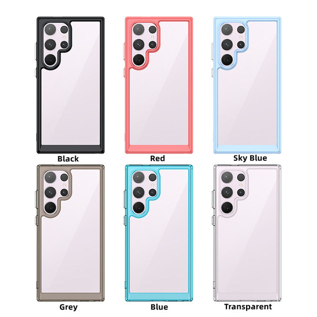 Hot Selling TPU PC Bumper Acrylic Transparent Case for Samsung S24 Plus S24 Ultra Mobile Phone Accessory