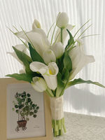 Bouquet de tulipes et de lys artificiels faits à la main de style coréen, écologiques et réutilisables pour les photos de mariage