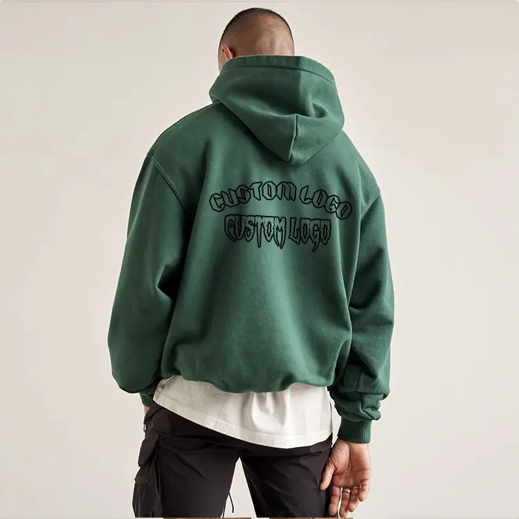 Oem bulk plain cotton spandex pullovers sweatshirt hip hop puff printing custom hoodie vendors thick 500 gsm fleece hoodies
