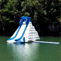 Toboggan aquatique gonflable personnalisé en gros, grande structure de jeu flottante pour piscine, lac, complexe hôtelier