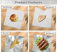 Papier d'emballage alimentaire végétalien en nid d'abeille, papier d'aluminium anti-graisse pour hamburgers, pizzas, biscuits sucrés, bonbons avec revêtement en cire