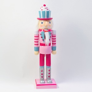 Shunbei 38CM Pink Wooden <b>Nutcracker</b> Soldier Christmas Scene Decoration Eco-Friendly Glossy Finish Puppet Toy Tabletop Ornament - Product Image 4