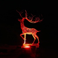Offre Spéciale Acier inoxydable Creux En Métal En Plein Air Lumière Cerfs Animal Sculpture Pour La Décoration