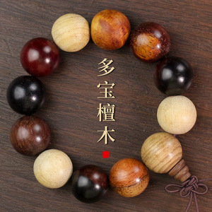 สร้อยข้อมือไม้จันทน์ประดับอัญมณีหลายชนิด 20 มม. 12 เม็ดทรงกลม เครื่องประดับพิธีกรรมทางศาสนาสำหรับผู้ชาย ผลิตที่หางโจว - Product Image 1