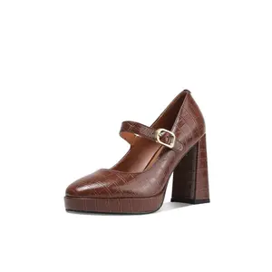 Luxury platform shoes straps high heels for shoe making black buckle 2021 female block heel shoe