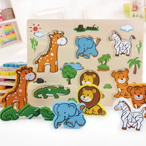 Bambini <span class=keywords><strong>Parola</strong></span> Sup <span class=keywords><strong>Gioco</strong></span> di Legno Educativi Dollhouse 3D di Apprendimento Di Puzzle Animali Giocattoli Montessori - Product Image 1