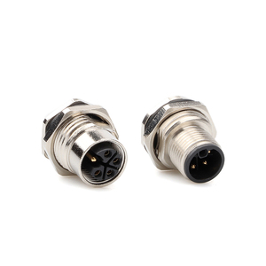 Connecteur M12 à montage sur panneau, code L |   Connecteur métallique étanche à 4/<span class=keywords><strong>5</strong></span> broches mâle/femelle, montage arrière, verrouillage avant, pour capteurs industriels - Product Image 1