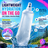 Gourde souple en TPU sans BPA 250 ml 500 ml pliable avec valve de boisson en silicone pour course à pied et marathon de trail
