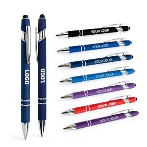 Stylo tactile multifonction 2-en-1 à bille et pointe souple, personnalisable avec logo, en métal – Nouveauté promotionnelle très demandée - Product Image 1