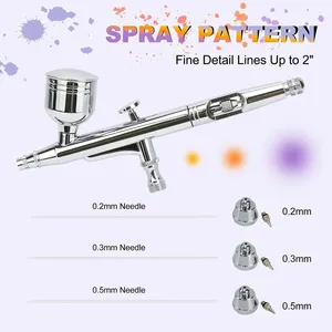 Dual-Action Gravity Airbrush <b>Kit</b>, 0.2/0.3/0.5mm Needles 7/20/40cc Cups Cleaning Tools for Makeup <b>Nail</b> Art Painting Car Detailing - Product Image 3
