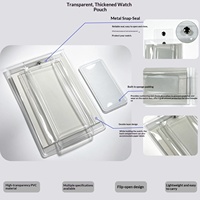 Pochette de rangement pour bijoux et montres, en PVC transparent, pour montres mécaniques à remontage manuel, emballage carton personnalisable
