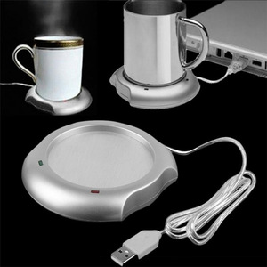 <b>Usb</b> Heated Cup Mat Round Aluminum Alloy Portable Coffee Warmer For Office Desk Use - Product Image 1