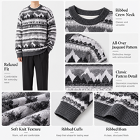 Pull en tricot jacquard personnalisé pour homme, motif nordique, col rond, tricotage en laine d'hiver, fabricant OEM