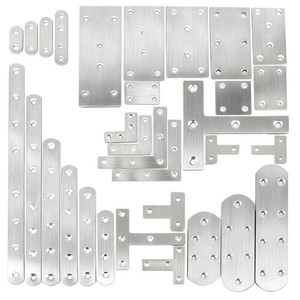 Soportes de ángulo recto de acero inoxidable, conectores planos con orificios para soporte de estantes de muebles, kit de herrajes duradero - Product Image 5