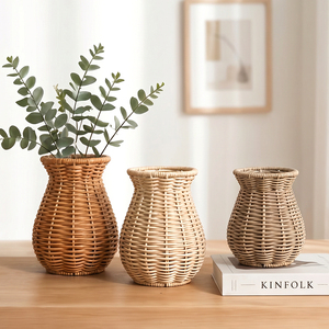 <span class=keywords><strong>Vase</strong></span> en <span class=keywords><strong>rotin</strong></span> PP tressé floral, personnalisable en taille, forme et couleur, avec poignée, pour la décoration de la maison, design moderne, vente en gros - Product Image 5