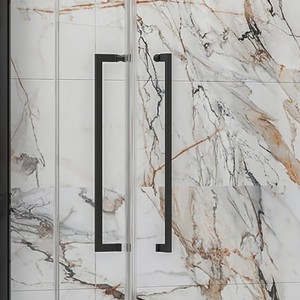 Kamalu KT1000N Nero Opaco 130x140 Box Doccia con Doppia Anta a Battente, Rettangolare, Senza Telaio, in Alluminio, Impermeabile, Lineare - Product Image 4