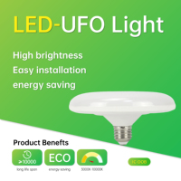 Luz LED UFO de Alta Eficiencia 120lm/W, 12W 1440lm 3000K-6500K 120 °   Lámpara de Ahorro de Energía E27 100-265V IC-DOB