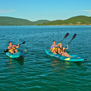Kayak gonflable AQUA MARINA ST-412 pour 2 personnes en PVC, avec chambres d'air latérales séparées, technologie Drop Stitch, 2 ailerons, sièges et repose-pieds, idéal pour les lacs ST - Product Image 6