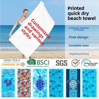Serviette de bain en microfibre hautement absorbante Séchage rapide double face avec impression de dessin animé de sable antiadhésif Sac de plage sans sable inclus