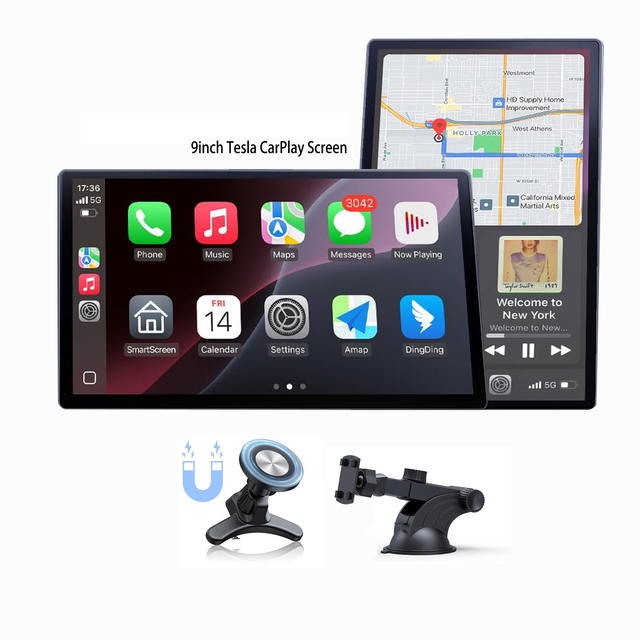 Bestsonic Smart Wireless Car Stereo with Carplay & Android Auto 9'' Portable Car Screen with Amplifier and Backup Camera