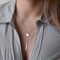 Collier multi-rangs pour femme, pendentif à 3 niveaux, chaîne longue, plaqué or, acier inoxydable, argent, zircon, perle - Accessoire de bijoux élégant