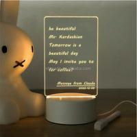 Tableau d'écriture en acrylique avec stylo, lampe de nuit 3D à LED USB, à brancher, pour chambre à coucher