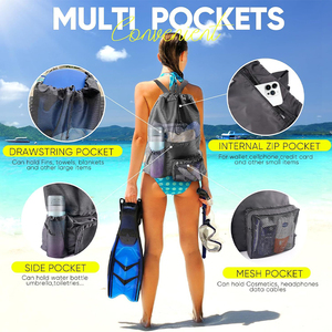 Nuevas llegadas: Mochila de malla impermeable con cordón para natación y playa, bolsas de gimnasio grandes para mujer y hombre, <span class=keywords><strong>bolsa</strong></span> de natación para <span class=keywords><strong>piscina</strong></span>. - Product Image 6
