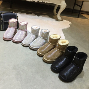 Fashion Winter New Warm Faux Fur Bling Bling Ankle Shiny Rhinestone Snow <strong>Sparkly</strong> <strong>Boots</strong> Pink - Product Image 4