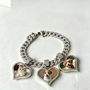 Bracciale Hip Hop Iced Punk con Ciondolo Memoria Placcato Oro, Catena Cubana da 9mm, Foto e Cuore con Zirconi per Gioielli Personalizzati - Product Image 2