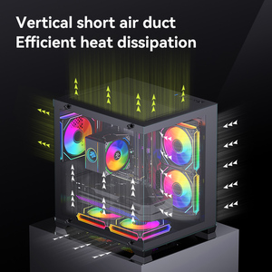 SNOWMAN Cube PC <span class=keywords><strong>Case</strong></span> Small Gaming Computer Chasis Panel de vidrio templado Diseño portátil ATX MicroATX Compatible Mid <span class=keywords><strong>Tower</strong></span> - Product Image 5