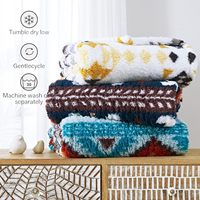 Plaid en tissu Sherpa Bohème, taille King, épais, personnalisable, lavable en machine, design Bohème Aztec