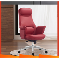 Fauteuil de bureau exécutif de luxe en cuir, ergonomique, massant, pivotant et inclinable, avec base en alliage d'aluminium et commande par câble
