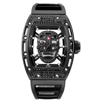 Reloj de cuarzo con esqueleto de pirata para hombre, cronógrafo con calavera 3D, cristal transparente
