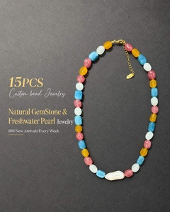 Collar de Perlas de Agua Dulce con Cuentas Geométricas Bohemias de Piedra Natural, Chapado en Oro de 18K y Acero Inoxidable, Colección de Verano, MOQ Bajo Personalizado - Product Image 1